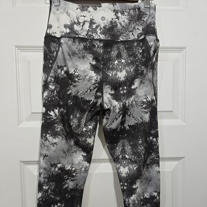 Womens Velocity Black Multicolored Leggings High Wasted With Pockets Size Large